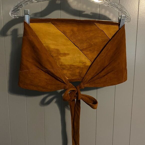 Francesca Sterlacci genuine Leather tie crop top/bandeau one size - Picture 3 of 3